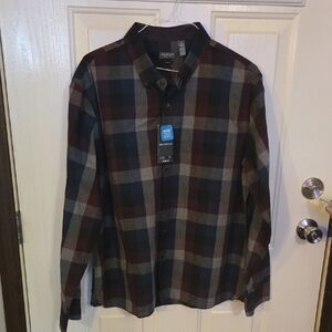 VAN Heusen  Men's Checkered Shirt - Red, Blue, Gray Size XXL NWT